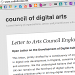 Council of Digital Arts - Open Letter to ACE